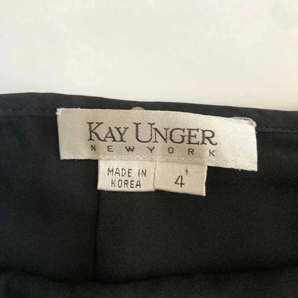 Kay Unger black and gold polkadot ruffle tiered pencil skirt size 4 - Picture 5 of 10